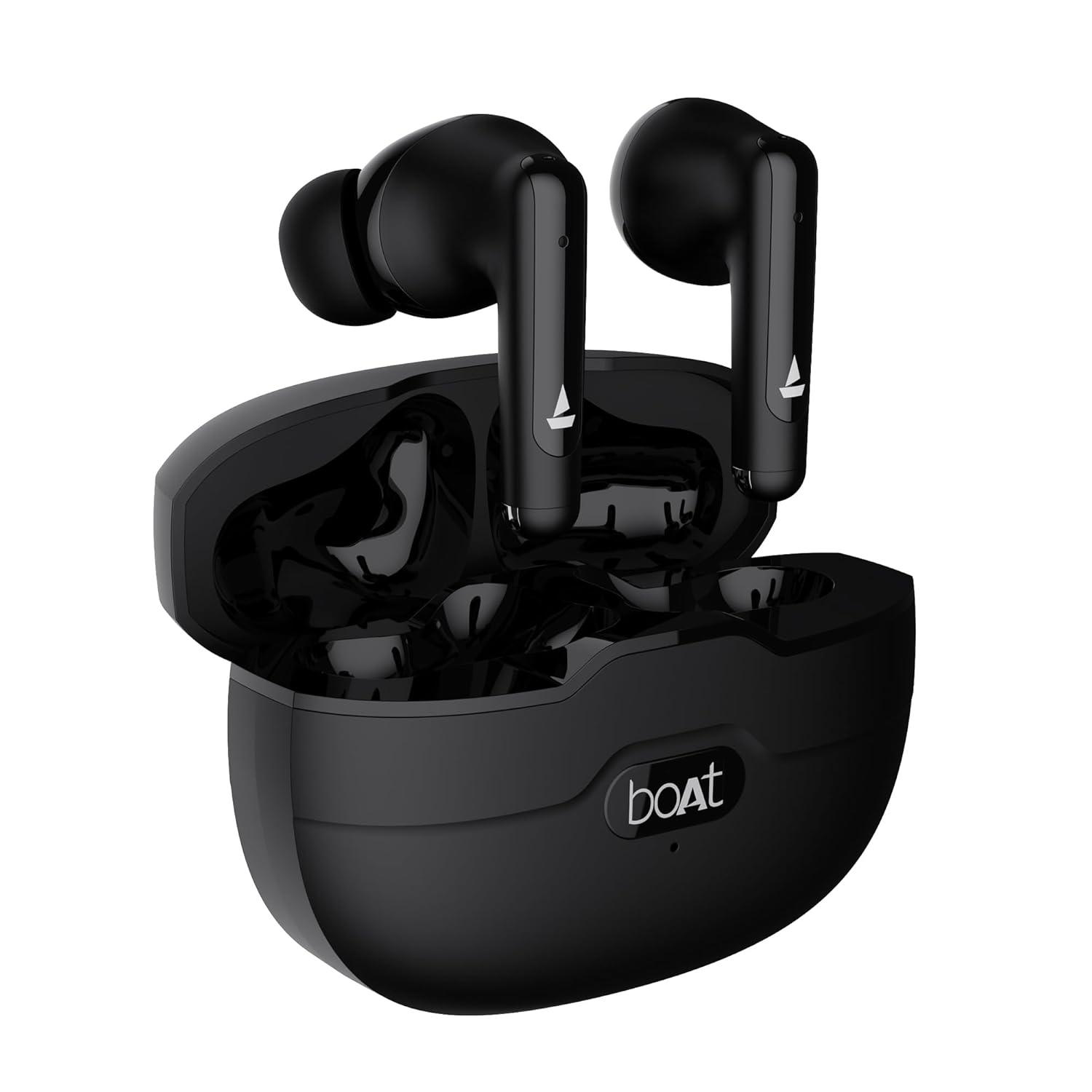 boAt Airdopes Unity ANC TWS in Ear Earbuds with Up to 50 Hours Total Playback, ANC Upto 32 dB, Dual Mics with ENx Tech, IPX5 Rating, IWP Tech and ASAP Charge(Black) - Nalanda Enterprises