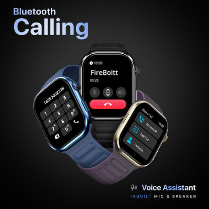 Fire-Boltt Brillia Pro Smart Watch with 51.3mm (2.02 inch) AMOLED Display, Bluetooth Calling, SpO2, Heart Rate Monitoring, 120+ Sports Modes, IP67 Waterproof, Long Battery Life (Black Wave)