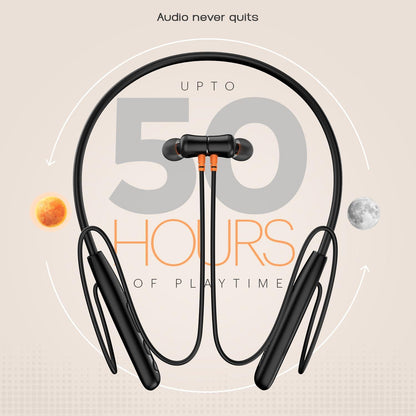 Noise Airwave Bluetooth in Ear Neckband with 50H of Playtime, 3 EQ Modes, ENC for Calling, Low Latency(Upto 50ms), 10mm Driver, BT v5.3(Jet Black) - Nalanda Enterprises