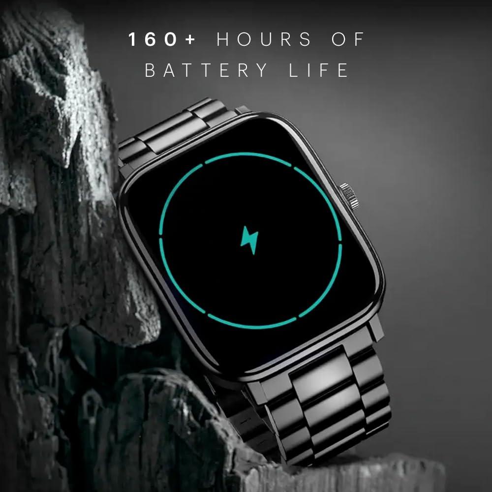 Noise New Macro Smart Watch with 2.0” HD Display,Metallic Finish BT Calling, Functional Crown, 7 Days Battery Life, Sleep Tracking, 200+ Watch Faces (Elite Black) - Nalanda Enterprises