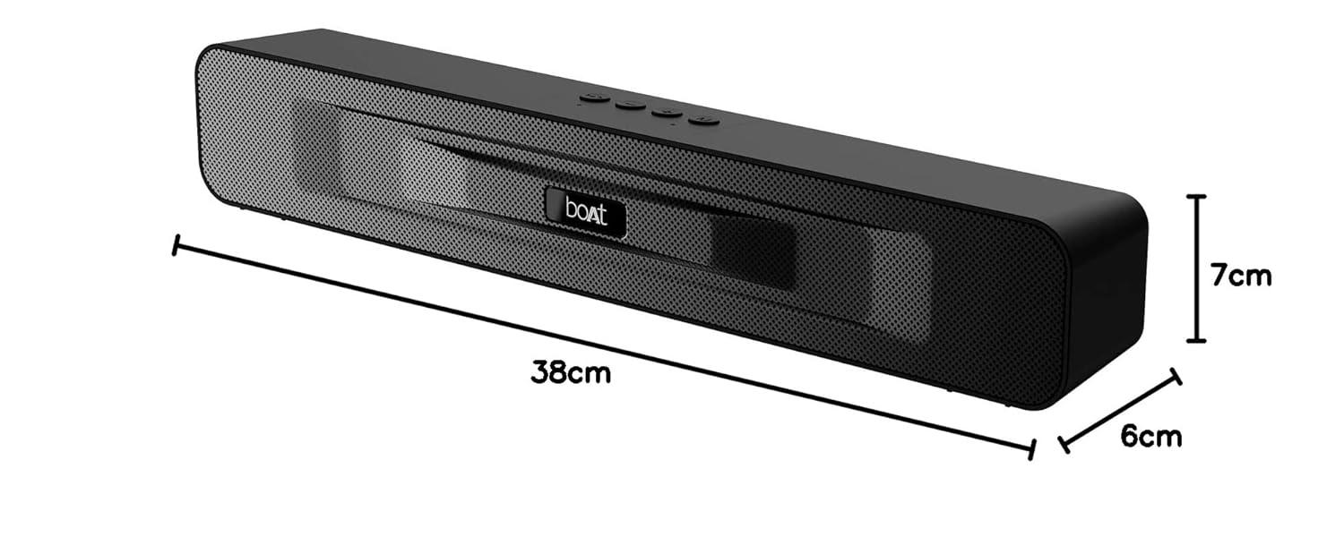 boAt Aavante Bar 1500 2.1 Channel Home Theatre Soundbar with 120W Signature Sound, Wired Subwoofer, Multiple Connectivity Modes, Entertainment EQ Modes and Sleek Finish (Black) - Nalanda Enterprises