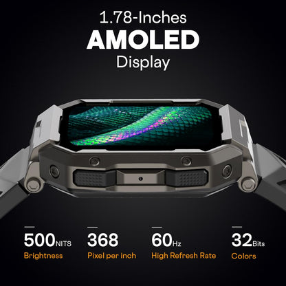 Fire-Boltt Strike Smart Watch 1.95” AMOLED Display, 800 NITS Brightness, 123 Sports Modes, Bluetooth Calling, Always On Mechanism