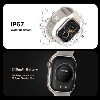 Fire-Boltt Brillia Pro Smart Watch with 51.3mm (2.02 inch) AMOLED Display, Bluetooth Calling, SpO2, Heart Rate Monitoring, 120+ Sports Modes, IP67 Waterproof, Long Battery Life (Black Wave)