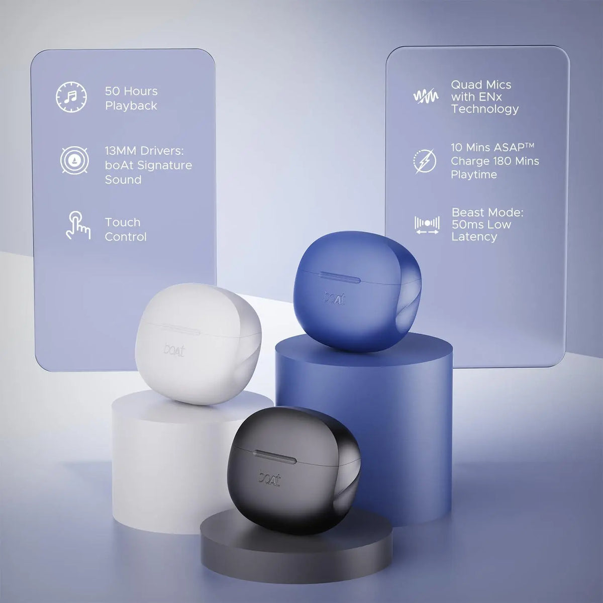 boAt Airdopes 170 TWS Earbuds with 50H Playtime, Quad Mics ENx™ Tech, Low Latency Mode, 13mm Drivers, ASAP™ Charge, IPX4, IWP™, Touch Controls & BT v5.3(Tranquil Blue) - Nalanda Enterprises
