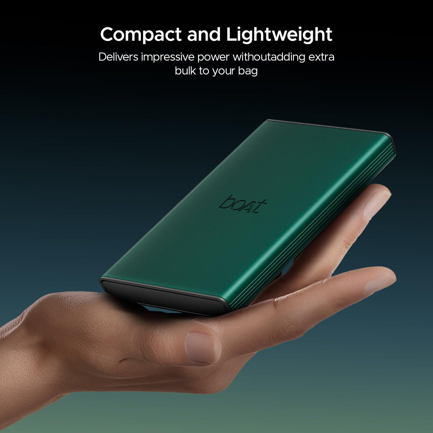 boAt EnergyShroom PB300 Air 10000 mAh 22.5W Pocket Size Power Bank with Compact and Lightweight Design, LED Battery Display, 12 Layer Smart IC Protection & Smart Power Management(Carbon Black) - Nalanda Enterprises