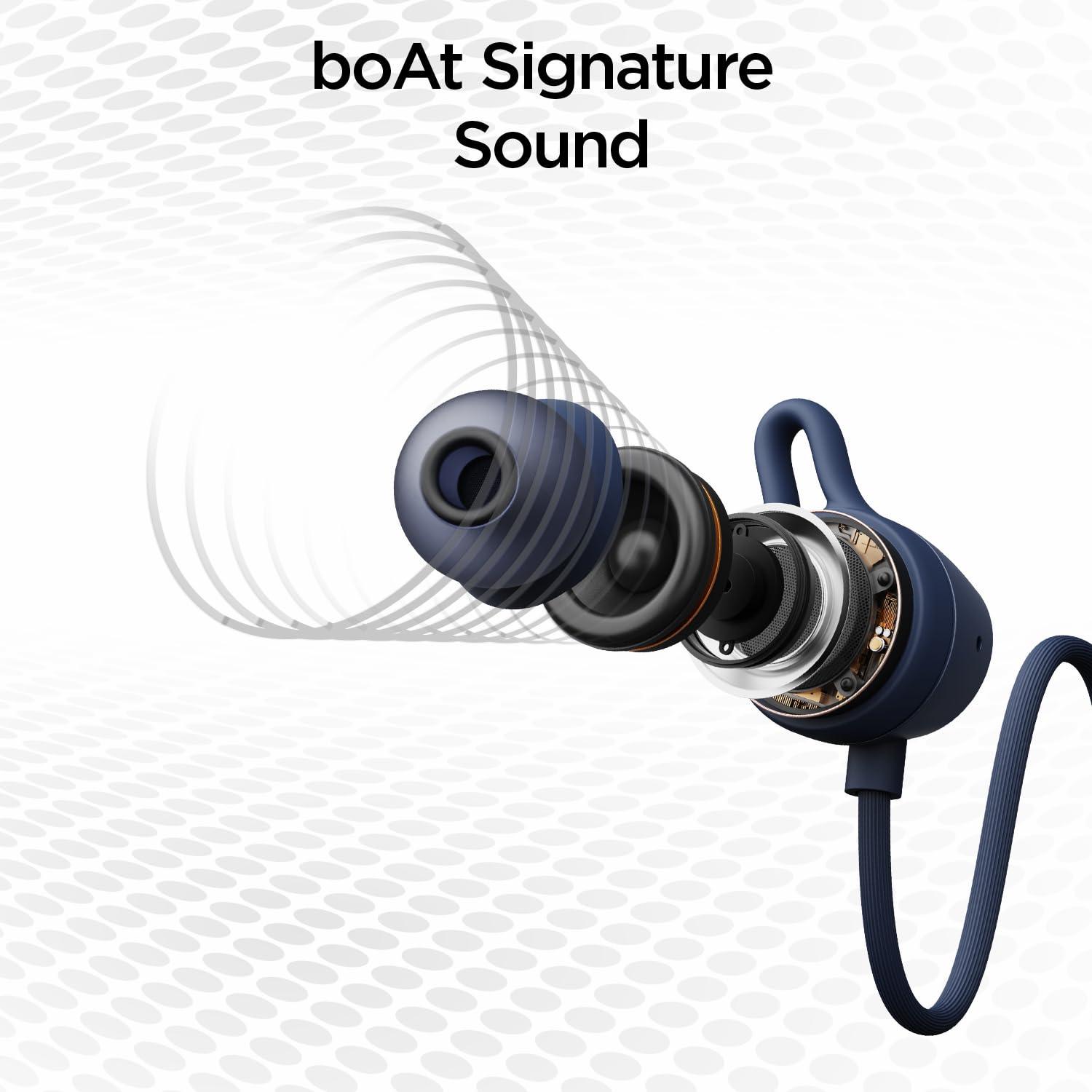 boAt Rockerz 109 Bluetooth Neckband with 40 hrs Playback,ENx Technology, Beast Mode (60ms), Magnetic Buds, Dual Pairing, ASAP Charge, IPX5 Water Resistance(Active Black) - Nalanda Enterprises