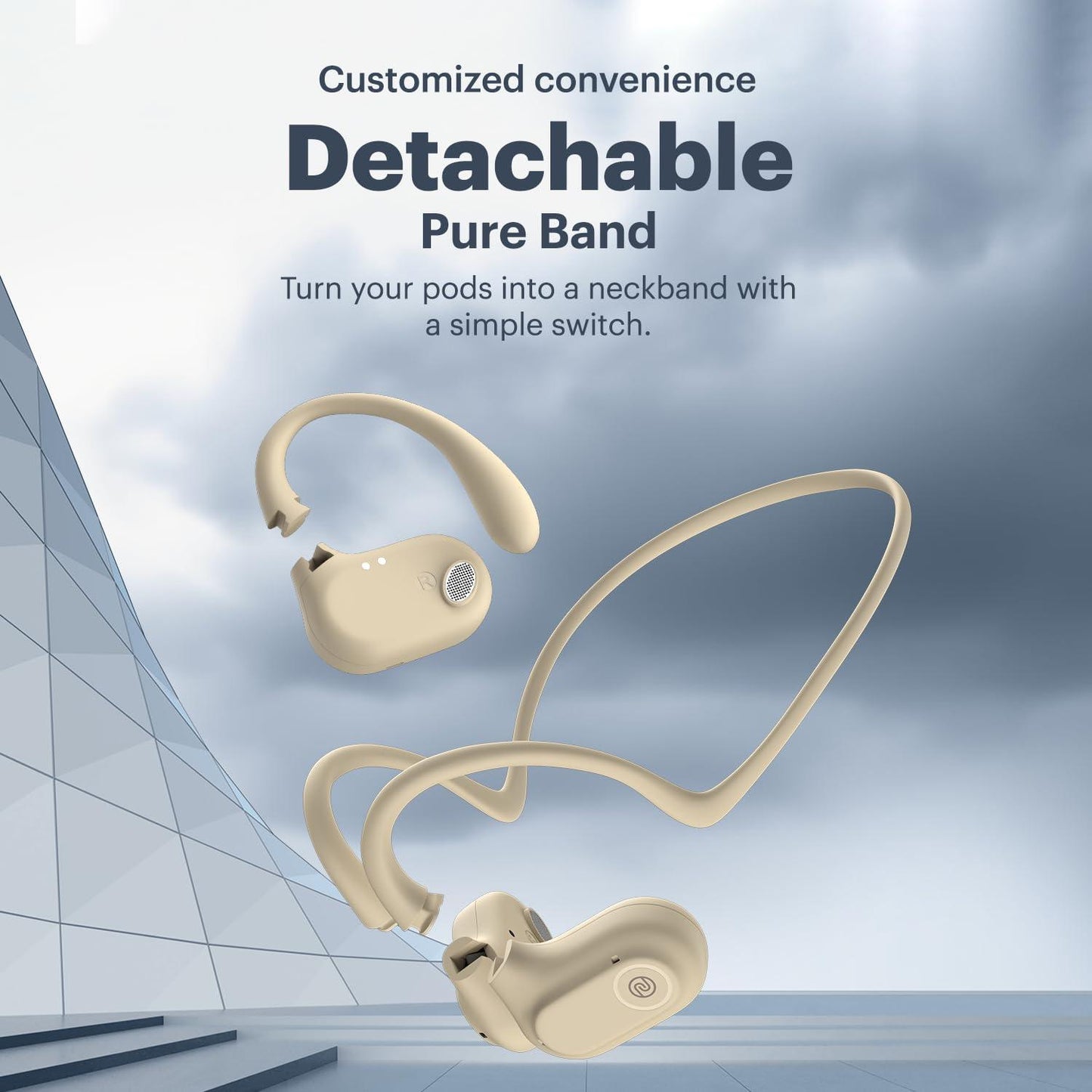 Noise Pure Pods Wireless Open Ear Earbuds with AirWave™ Technology,Up-to 80H Playtime,Quad Mic with ENC,16mm Neodymium Dynamic Driver,Detachable Pure Band,BTv5.3 (Power Black) - Nalanda Enterprises