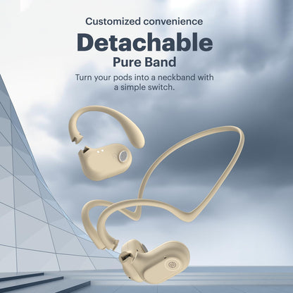 Noise Pure Pods Wireless Open Ear Earbuds with AirWave™ Technology,Up-to 80H Playtime,Quad Mic with ENC,16mm Neodymium Dynamic Driver,Detachable Pure Band,BTv5.3 (Power Black) - Nalanda Enterprises