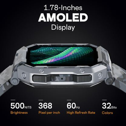 Fire-Boltt Strike Smart Watch 1.95” AMOLED Display, 800 NITS Brightness, 123 Sports Modes, Bluetooth Calling, Always On Mechanism