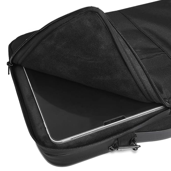 WIWU | Alpha Slim Sleeve Laptop Bag | Water-resistant - Durable YKK Zipper | Faux fur lining protection - Retractable waterproof TPU handle - Multi-layer storage space. | Black - Nalanda Enterprises