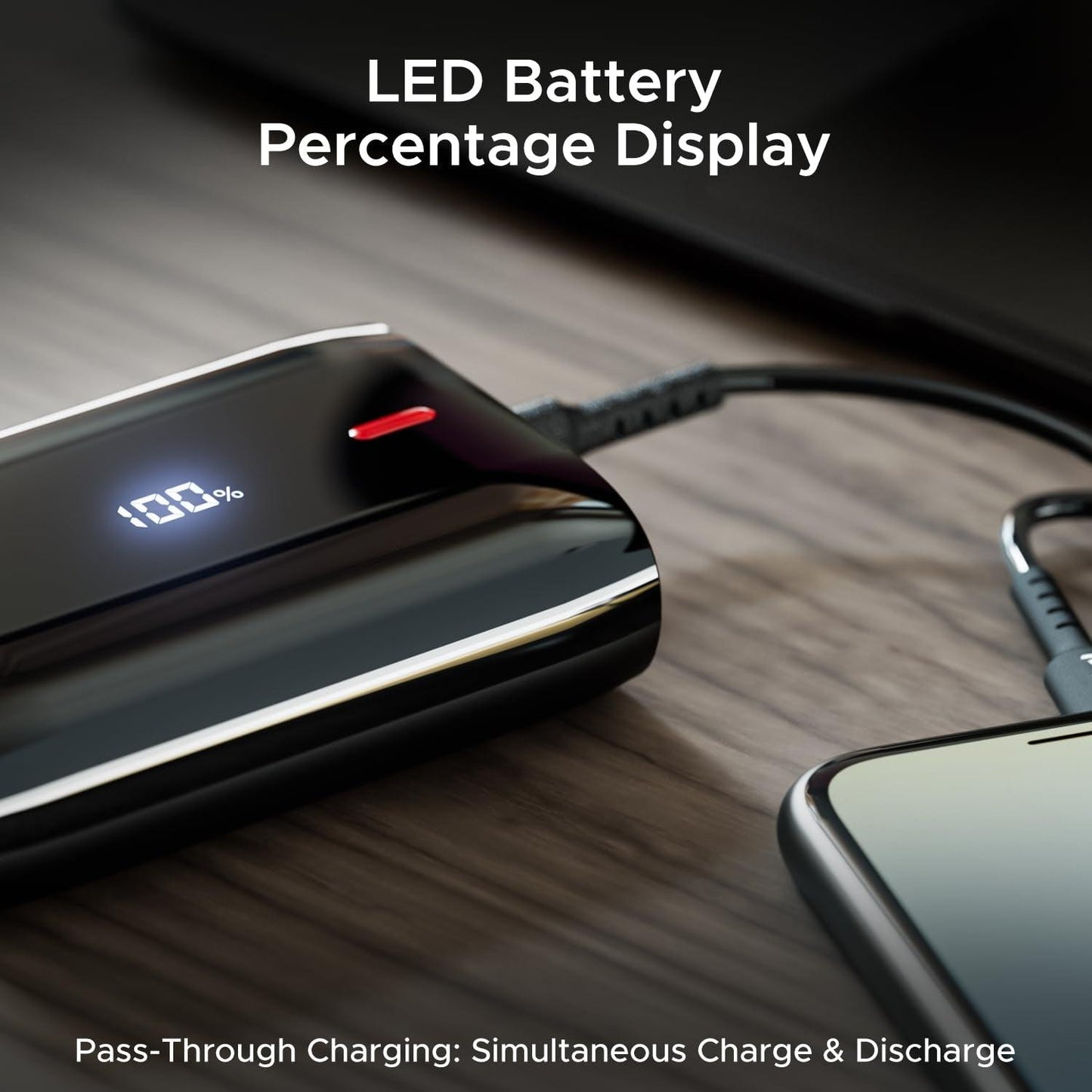 boAt EnergyShroom PB300 Air 10000 mAh 22.5W Pocket Size Power Bank with Compact and Lightweight Design, LED Battery Display, 12 Layer Smart IC Protection & Smart Power Management(Carbon Black) - Nalanda Enterprises