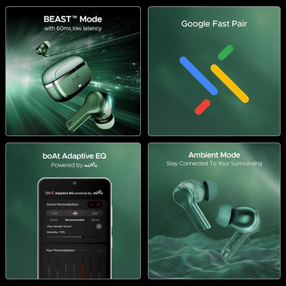 boAt Nirvana Space Truly Wireless in-Ear Earbuds w/ 360º Spatial Audio, ANC (~32dB),100HRS Playback,4 Mics w/AI-ENx™,in-Ear Detection,DLC Drivers, Multipoint Connectivity Ear Buds TWS (Cosmic Black) - Nalanda Enterprises