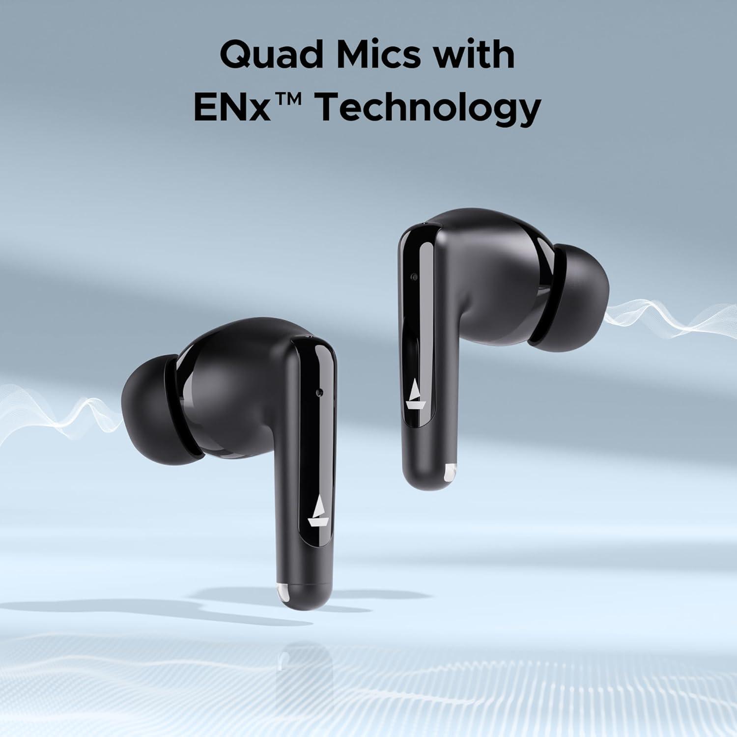 boAt Airdopes Unity ANC TWS in Ear Earbuds with Up to 50 Hours Total Playback, ANC Upto 32 dB, Dual Mics with ENx Tech, IPX5 Rating, IWP Tech and ASAP Charge(Black) - Nalanda Enterprises
