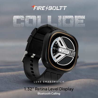 Fire-Boltt Collide 1.32" Display Smartwatch, Bluetooth Calling with Body Shielding Metal Paint, Single BT Connection, BT 2.0 Ultra Low Power Consumption, SpO2 (Silver Black)