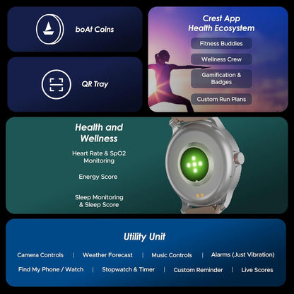 boAt Lunar Discovery w/ 1.39" (3.5 cm) HD Display, Turn-by-Turn Navigation, DIY Watch Face Studio, Bluetooth Calling, Emergency SOS, QR Tray, Smart Watch for Men & Women(Active Black) - Nalanda Enterprises
