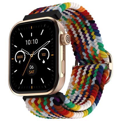 Noise Pro 5 Smart Watch with 1.85" AMOLED Display, BT Calling, New DIY Watch Faces, Ultra Personalization with Smart Dock, Productivity Suite, 100 Sports Modes and More (Rainbow Weave) - Nalanda Enterprises