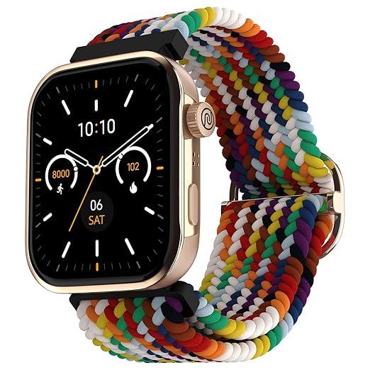 Noise Pro 5 Smart Watch with 1.85" AMOLED Display, BT Calling, New DIY Watch Faces, Ultra Personalization with Smart Dock, Productivity Suite, 100 Sports Modes and More (Rainbow Weave) - Nalanda Enterprises