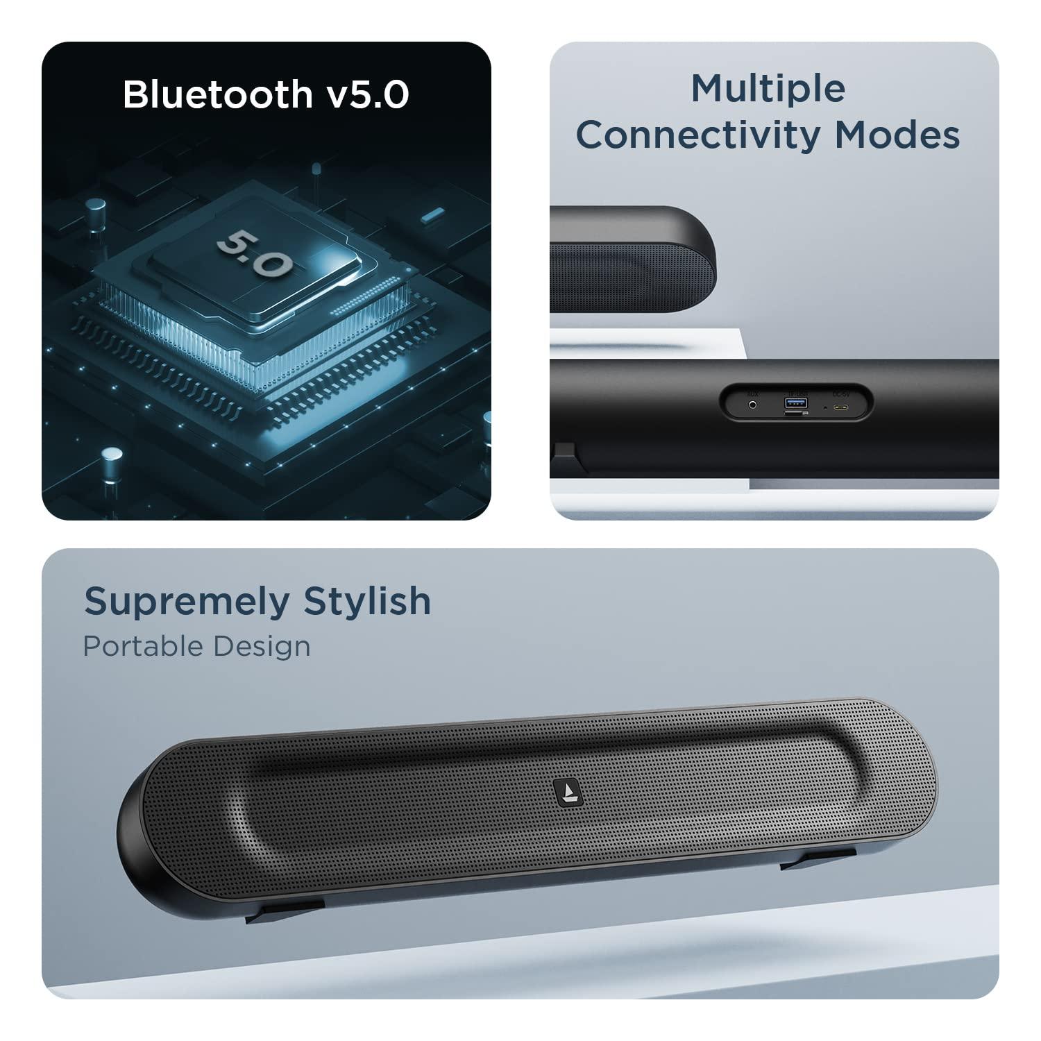 boAt AAVANTE Bar 1800 120W 2.1 Channel Bluetooth Soundbar Signature Sound, Wireless Subwoofer, Multiple Connectivity Modes, Entertainment Modes(Premium Black) - Nalanda Enterprises