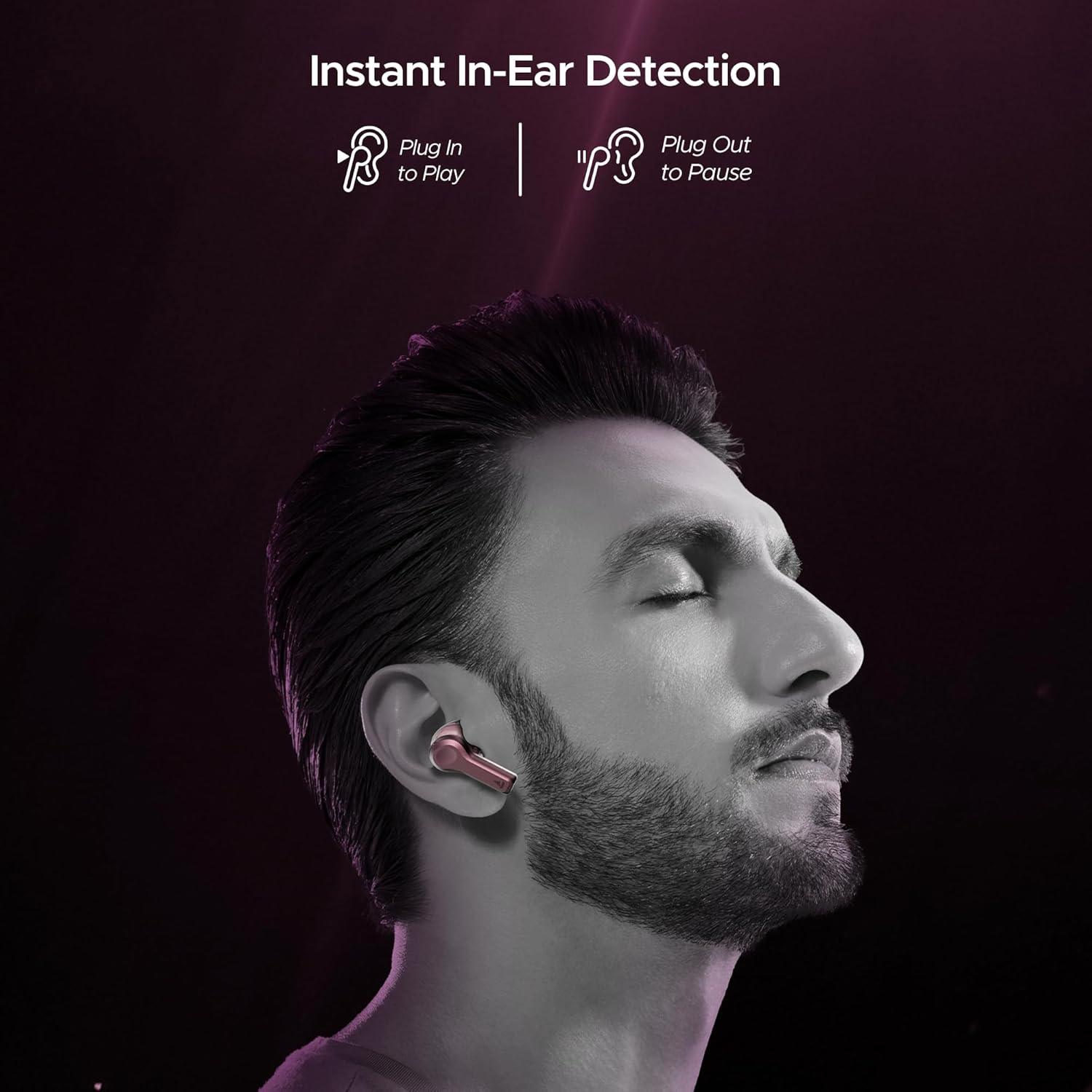 boAt Nirvana Space Truly Wireless in-Ear Earbuds w/ 360º Spatial Audio, ANC (~32dB),100HRS Playback,4 Mics w/AI-ENx™,in-Ear Detection,DLC Drivers, Multipoint Connectivity Ear Buds TWS (Cosmic Black) - Nalanda Enterprises