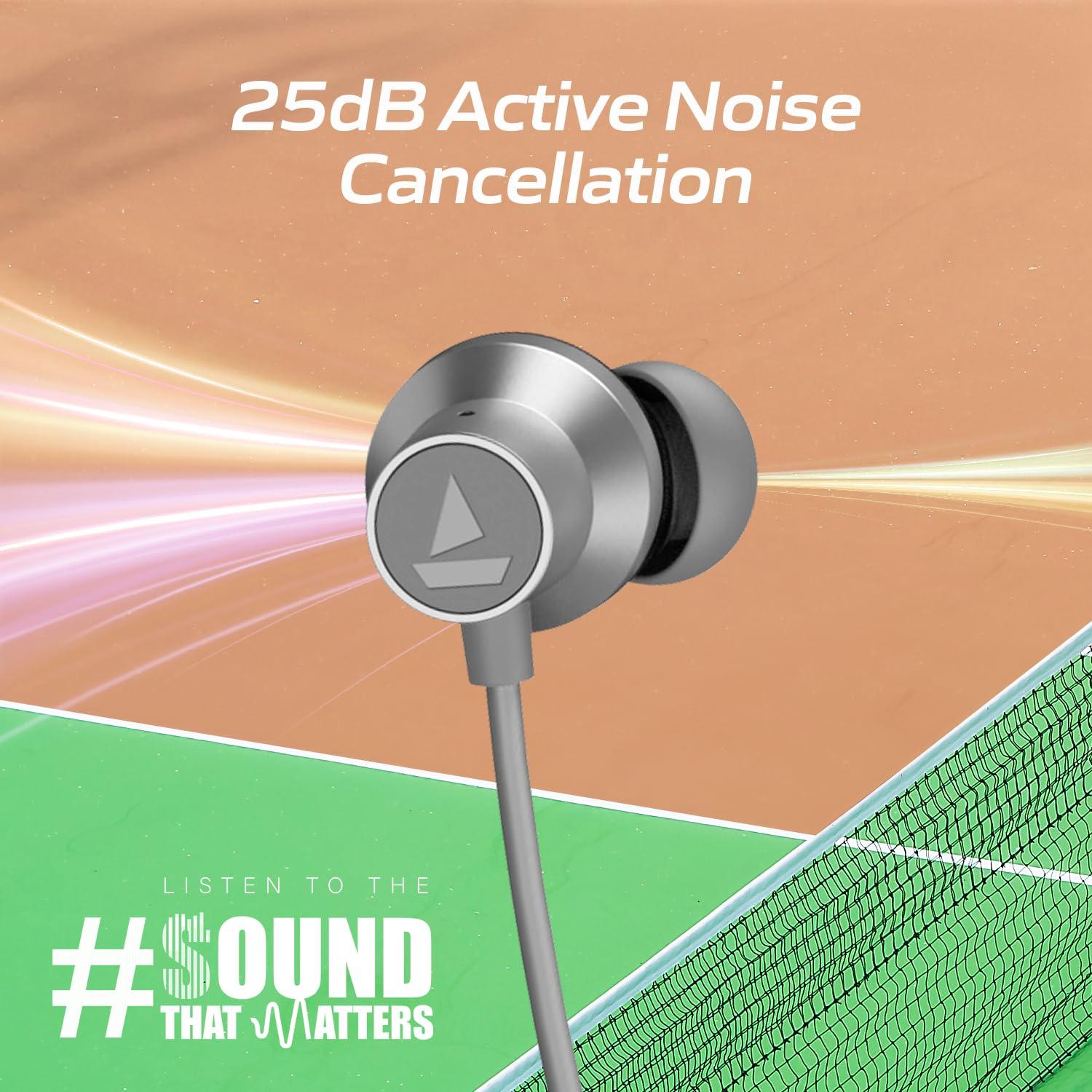 boAt Rockerz 280 ANC w/Crystal Bionic Sound Powered by Dirac Opteo, Active Noise Cancellation, 13mm Drivers, ASAP Charge, 24H Playback & ENx Tech in- Ear Bluetooth Neckband(Gunmetal Black) - Nalanda Enterprises