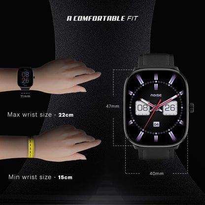 Noise New Macro Smart Watch with 2.0” HD Display,Metallic Finish BT Calling, Functional Crown, 7 Days Battery Life, Sleep Tracking, 200+ Watch Faces (Elite Black) - Nalanda Enterprises