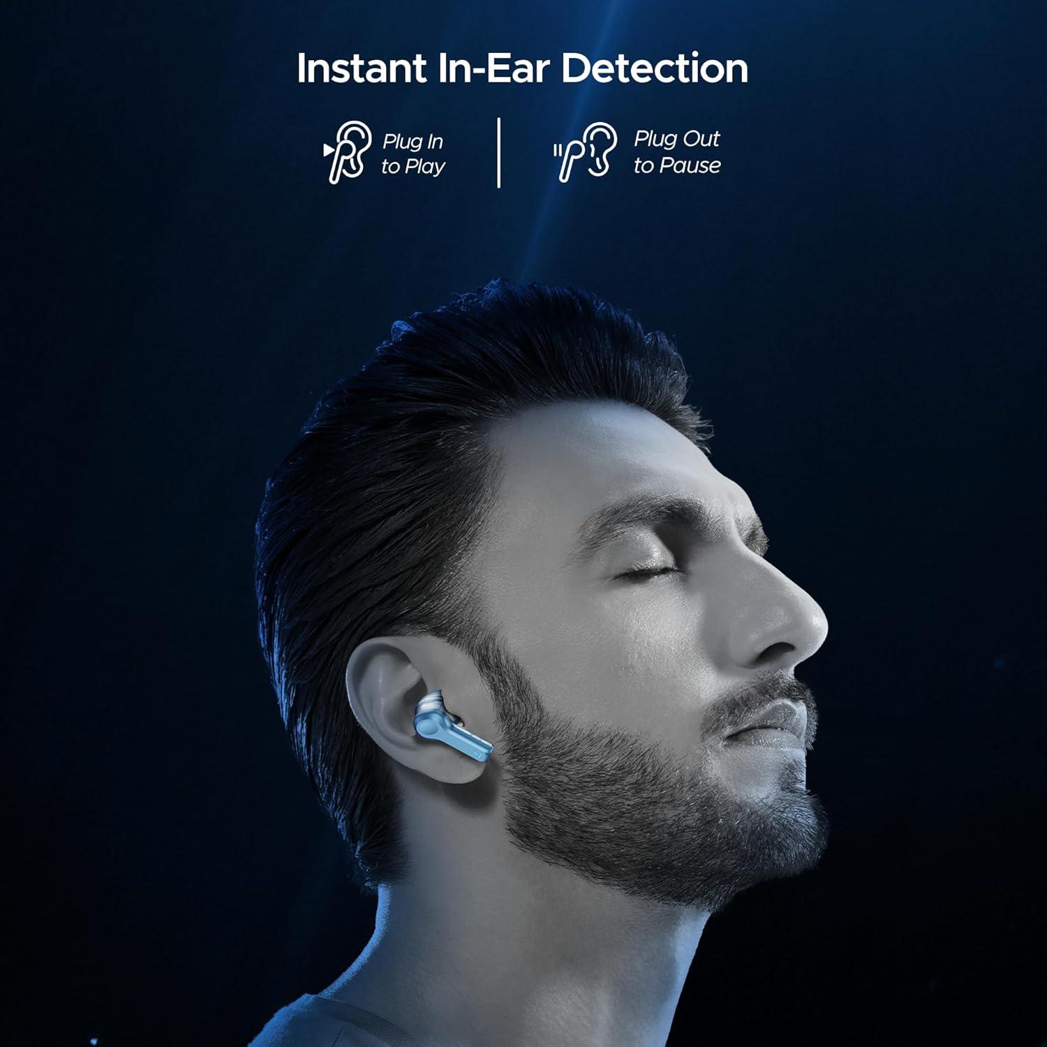 boAt Nirvana Space Truly Wireless in-Ear Earbuds w/ 360º Spatial Audio, ANC (~32dB),100HRS Playback,4 Mics w/AI-ENx™,in-Ear Detection,DLC Drivers, Multipoint Connectivity Ear Buds TWS (Cosmic Black) - Nalanda Enterprises