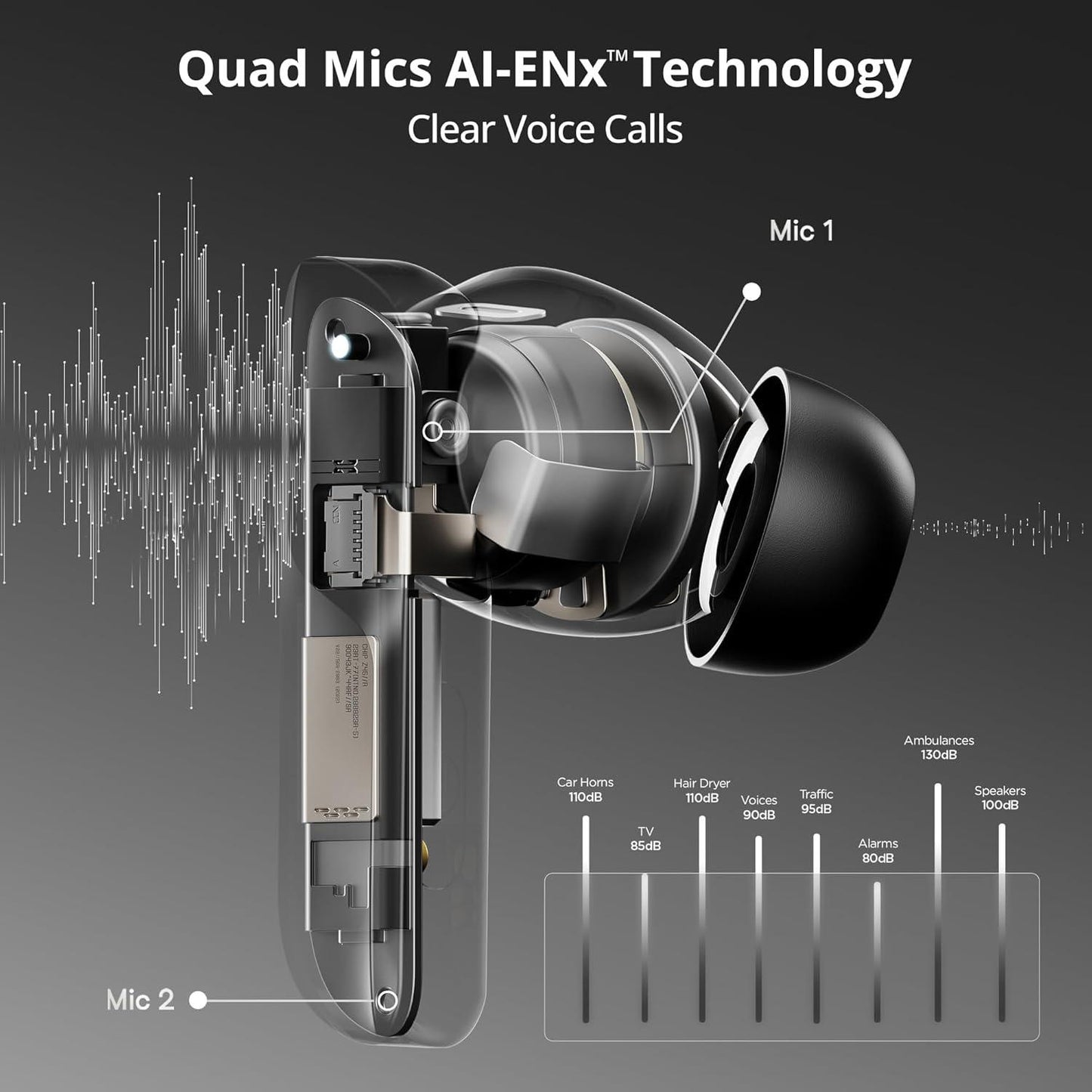 boAt Airdopes 800 True Wireless in Ear Ear Buds w/Dolby Audio, Adaptive EQ by Mimi, 40 Hours Playback, 4 Mics w/AI-ENx™, in-Ear Detection & Hearables App Support - Nalanda Enterprises