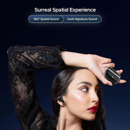 boAt Nirvana Space Truly Wireless in-Ear Earbuds w/ 360º Spatial Audio, ANC (~32dB),100HRS Playback,4 Mics w/AI-ENx™,in-Ear Detection,DLC Drivers, Multipoint Connectivity Ear Buds TWS (Cosmic Black) - Nalanda Enterprises