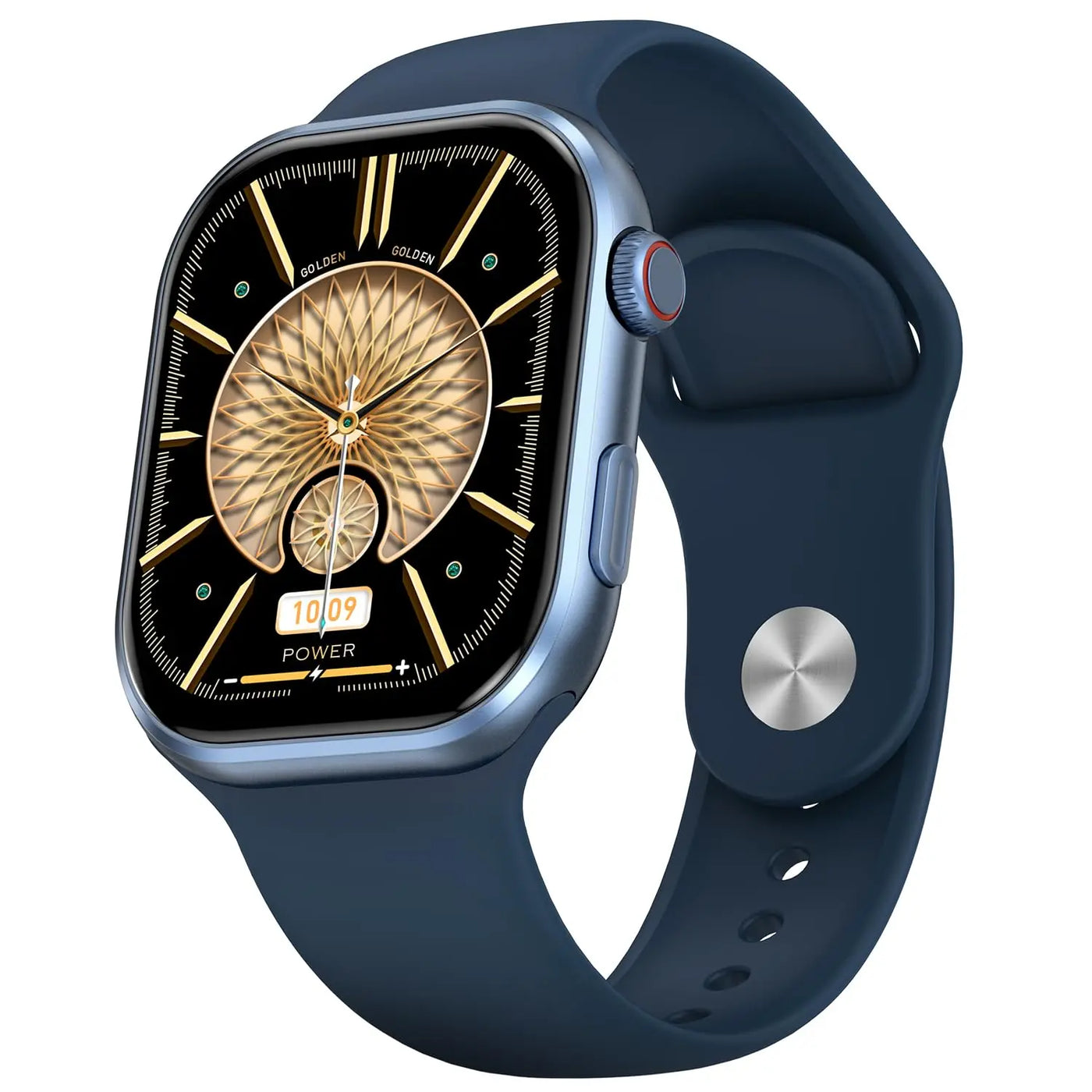 Blue strap smart watch with gold-accented dial face, offered by Nalanda Enterprises India