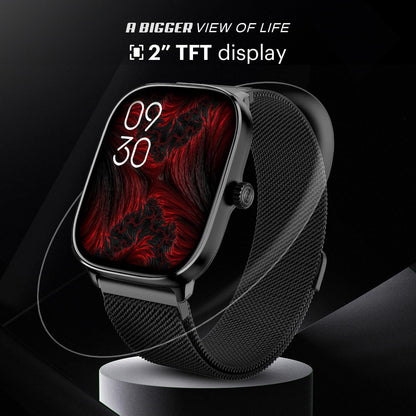 Noise New Macro Smart Watch with 2.0” HD Display,Metallic Finish BT Calling, Functional Crown, 7 Days Battery Life, Sleep Tracking, 200+ Watch Faces (Elite Black) - Nalanda Enterprises