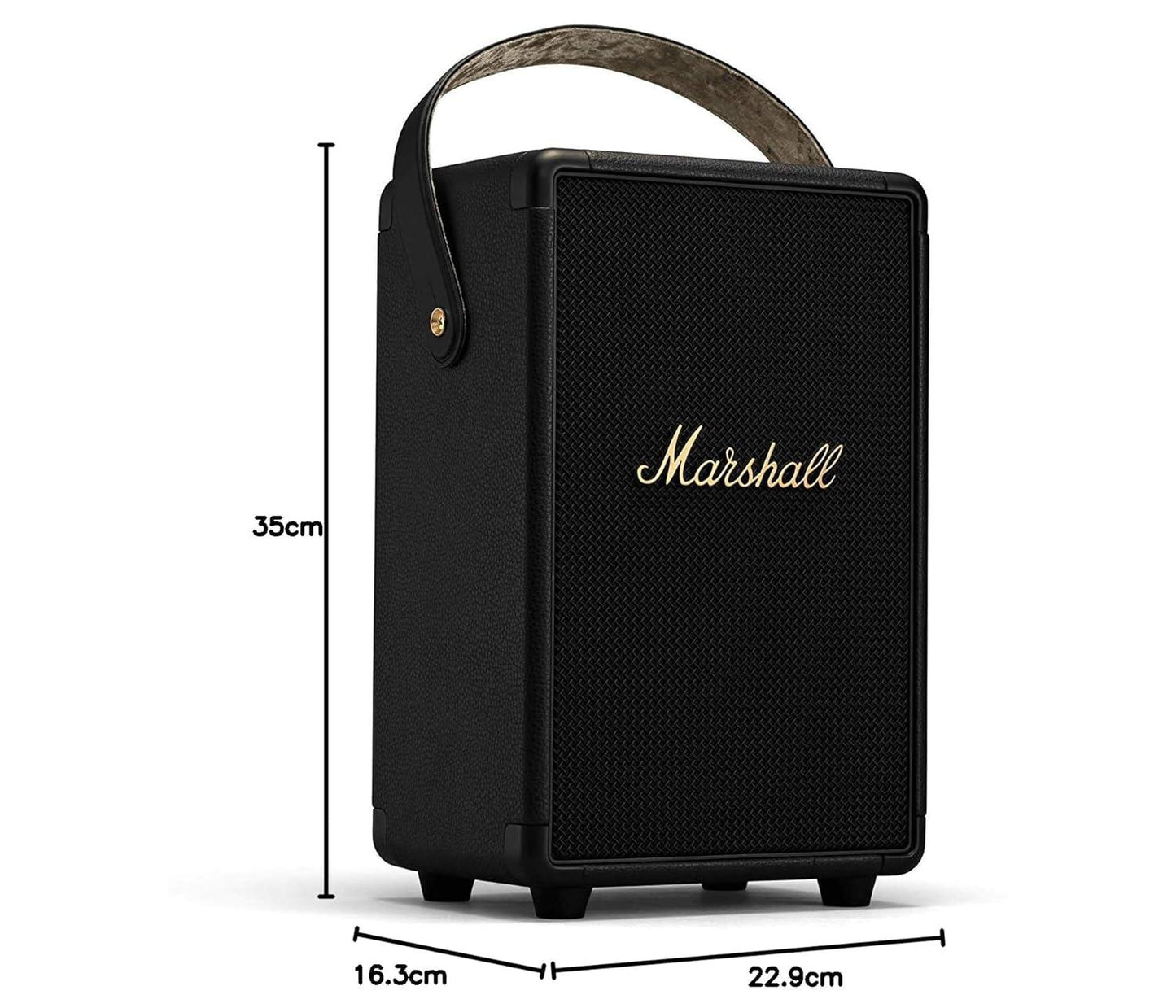 Marshall Tufton Portable Bluetooth Speaker with 20+ Hours of Portable Playtime, (360° Sound), Water-Resistant (IPX2) - Black & Brass. - Nalanda Enterprises
