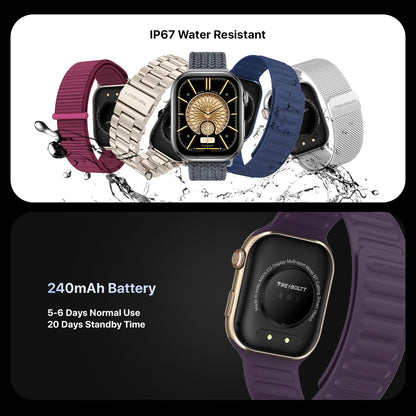Fire-Boltt Brillia Pro Smart Watch with 51.3mm (2.02 inch) AMOLED Display, Bluetooth Calling, SpO2, Heart Rate Monitoring, 120+ Sports Modes, IP67 Waterproof, Long Battery Life (Black Wave)