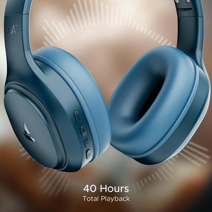boAt Rockerz 430 w/ 40mm Drivers, Beast Mode w/ 40ms Latency, 40hrs Playback, ENx Tech, Voice Assistant, BTv5.4, Adaptive Fit & Easy Access Controls, Bluetooth Headphones(Black Sabre) - Nalanda Enterprises