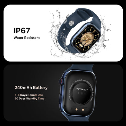 Fire-Boltt Brillia Pro Smart Watch with 51.3mm (2.02 inch) AMOLED Display, Bluetooth Calling, SpO2, Heart Rate Monitoring, 120+ Sports Modes, IP67 Waterproof, Long Battery Life (Black Wave)