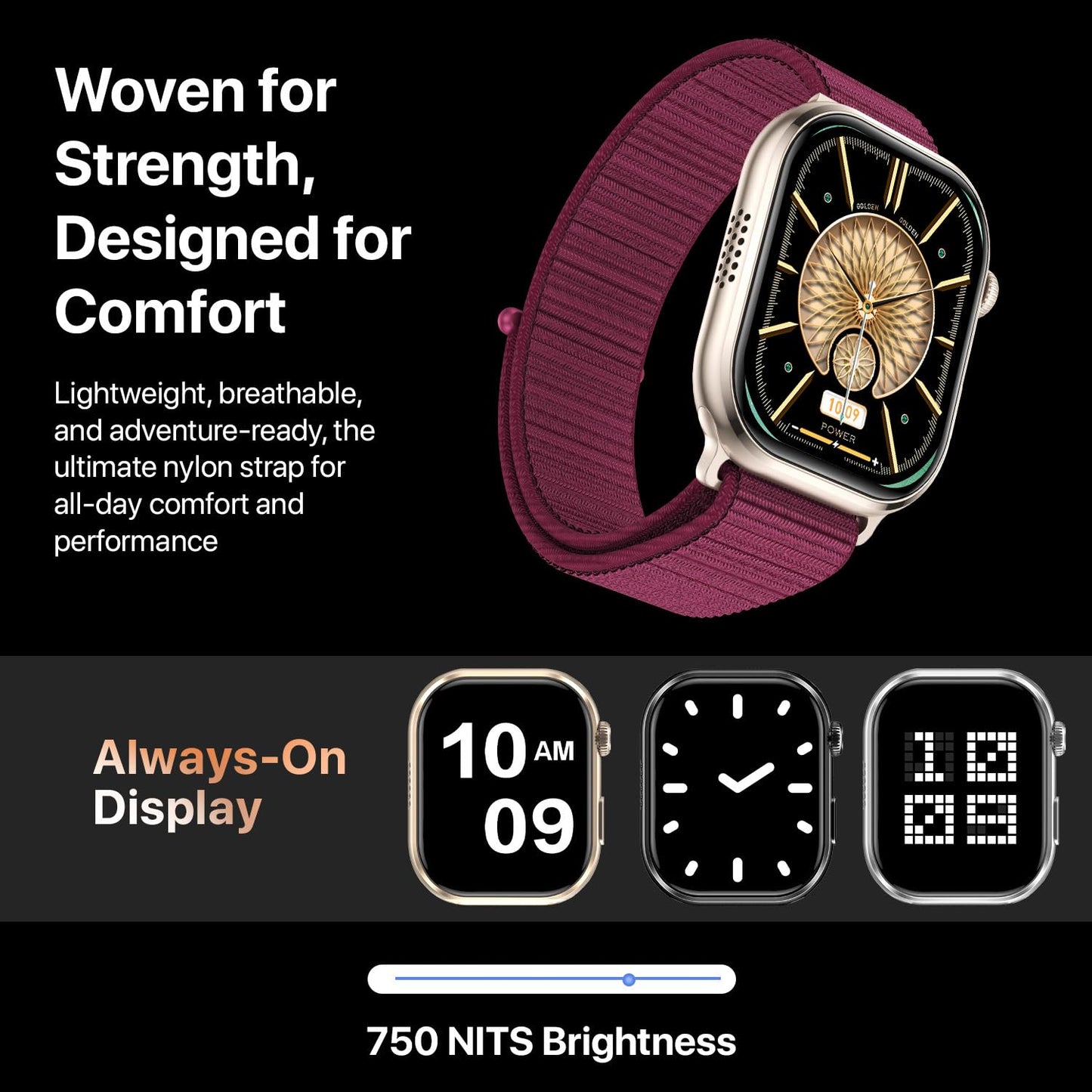 Fire-Boltt Brillia Smart Watch with 51.3mm (2.02 inch) AMOLED Display, Bluetooth Calling, SpO2, Heart Rate Monitoring, 120+ Sports Modes (Brillia, Black)