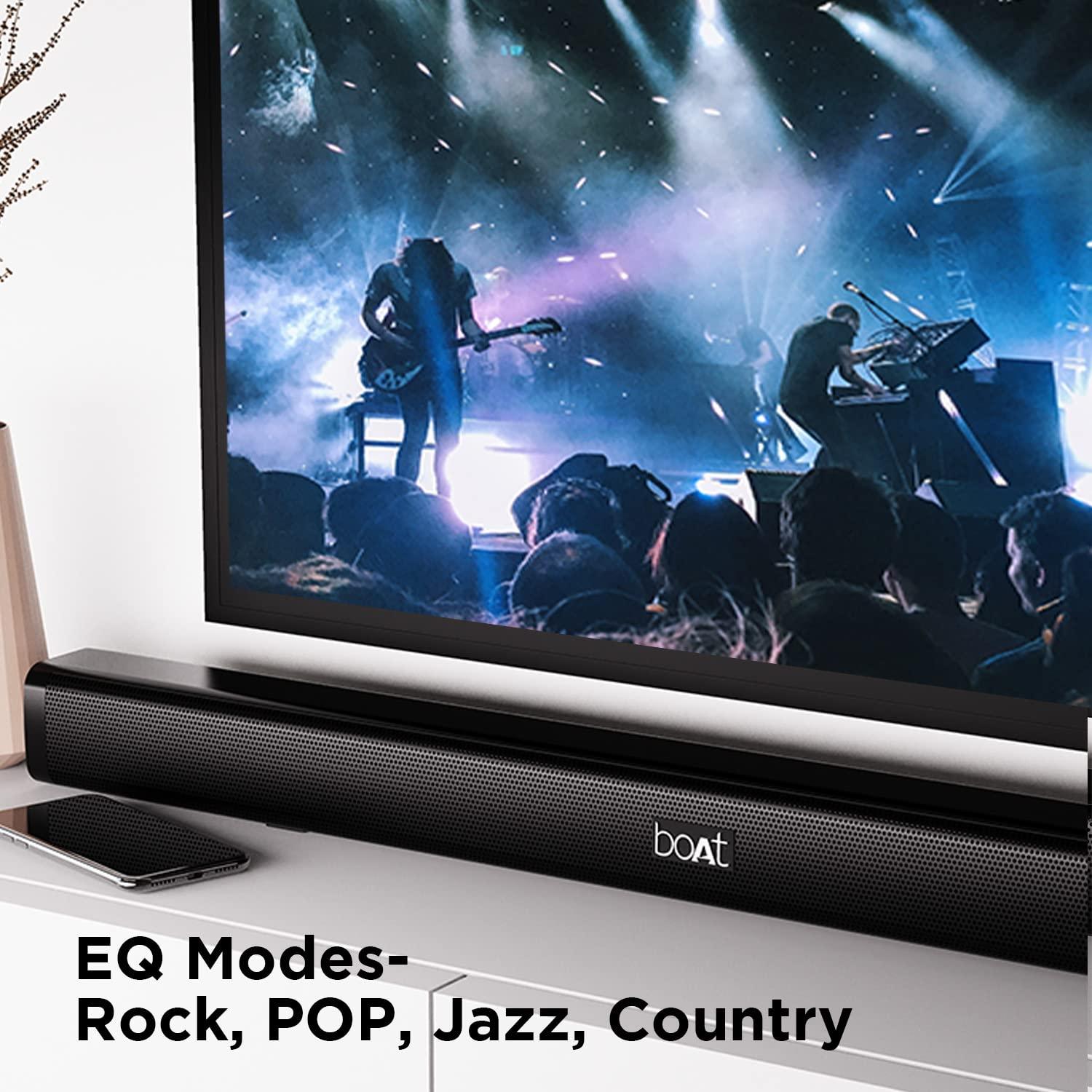 boAt Aavante Bar 900/908 Bluetooth Soundbar with 30W RMS, 2.0 Channel, Multiple Connectivity, EQ Modes, Sleek Finish, Easy Access Integrated Controls(Premium Black) - Nalanda Enterprises