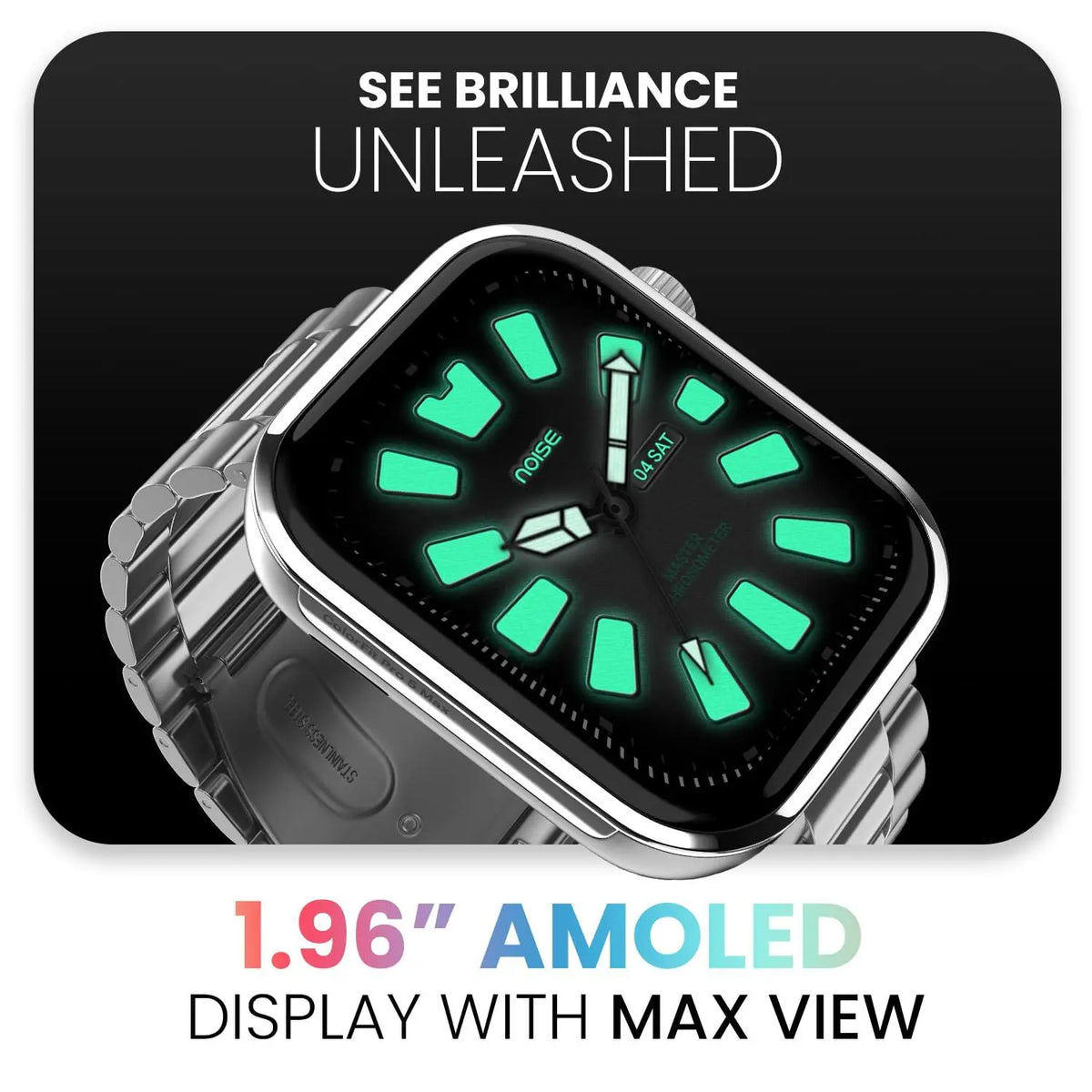 Noise Pro 5 Smart Watch with 1.85" AMOLED Display, BT Calling, New DIY Watch Faces, Ultra Personalization with Smart Dock, Productivity Suite, 100 Sports Modes and More (Rainbow Weave) - Nalanda Enterprises