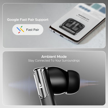 boAt Nirvana Ivy Truly Wireless in Ear Earbuds w/ 50dB Hybrid Active Noise Cancellation, 360º Spatial Audio, Dynamic Head Tracking,Hearables App Support & 50hrs Playback(Gunmetal Black) - Nalanda Enterprises