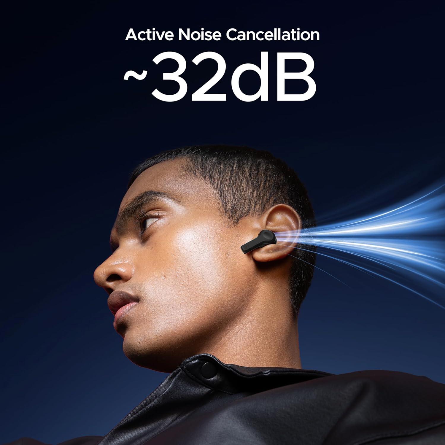 boAt Nirvana Space Truly Wireless in-Ear Earbuds w/ 360º Spatial Audio, ANC (~32dB),100HRS Playback,4 Mics w/AI-ENx™,in-Ear Detection,DLC Drivers, Multipoint Connectivity Ear Buds TWS (Cosmic Black) - Nalanda Enterprises
