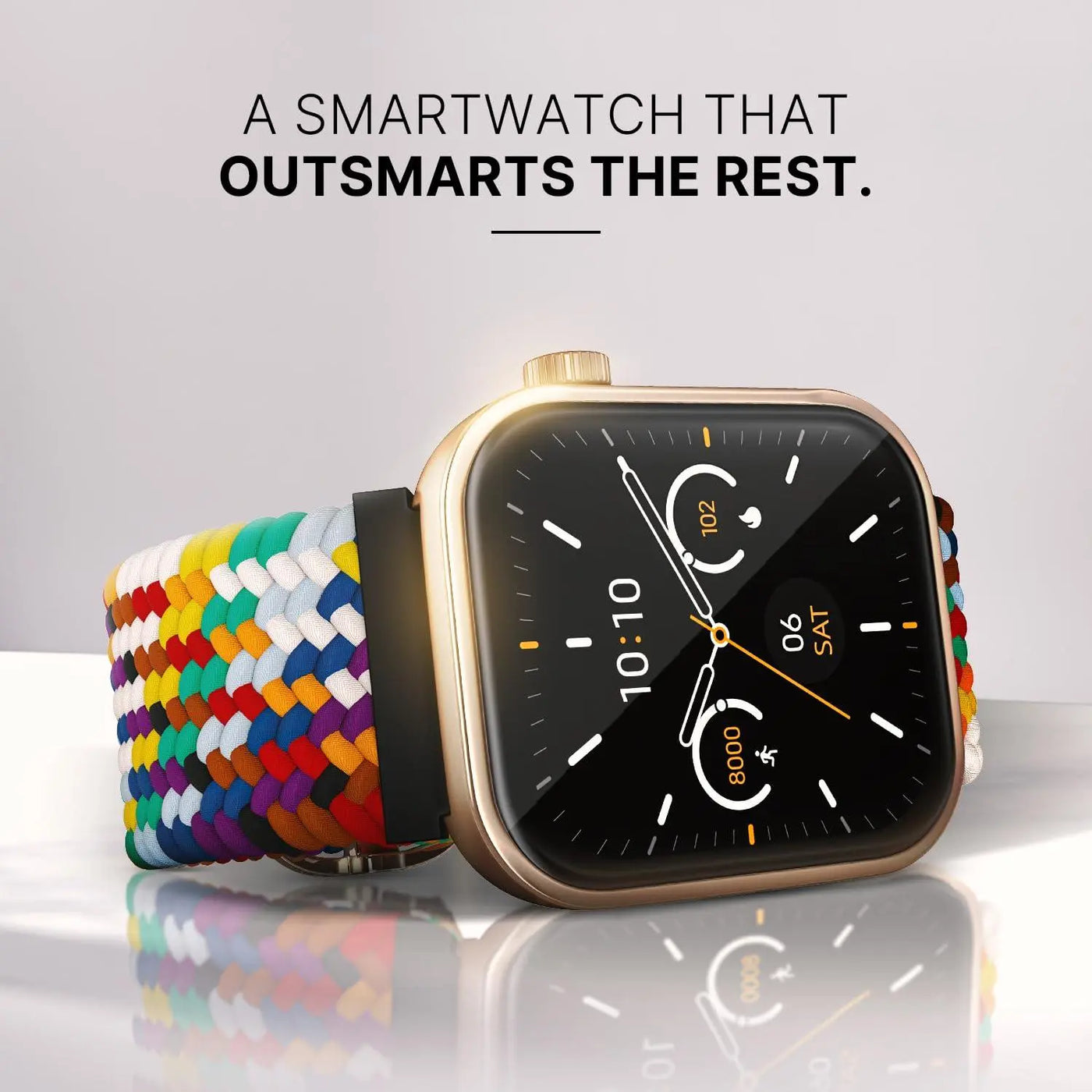 Noise Pro 5 Smart Watch with 1.85" AMOLED Display, BT Calling, New DIY Watch Faces, Ultra Personalization with Smart Dock, Productivity Suite, 100 Sports Modes and More (Rainbow Weave) - Nalanda Enterprises