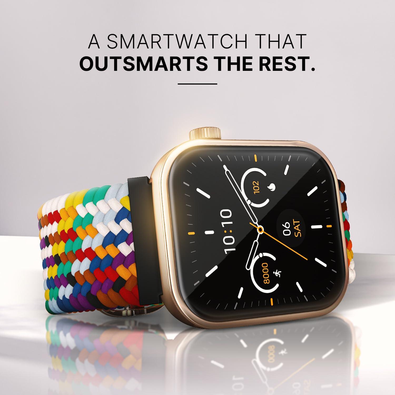 Noise Pro 5 Smart Watch with 1.85" AMOLED Display, BT Calling, New DIY Watch Faces, Ultra Personalization with Smart Dock, Productivity Suite, 100 Sports Modes and More (Rainbow Weave) - Nalanda Enterprises