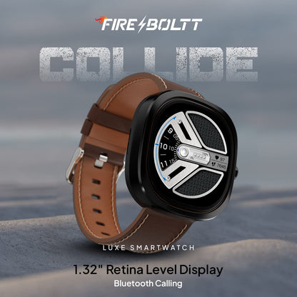 Fire-Boltt Collide 1.32" Display Smartwatch, Bluetooth Calling with Body Shielding Metal Paint, Single BT Connection, BT 2.0 Ultra Low Power Consumption, SpO2 (Silver Black)