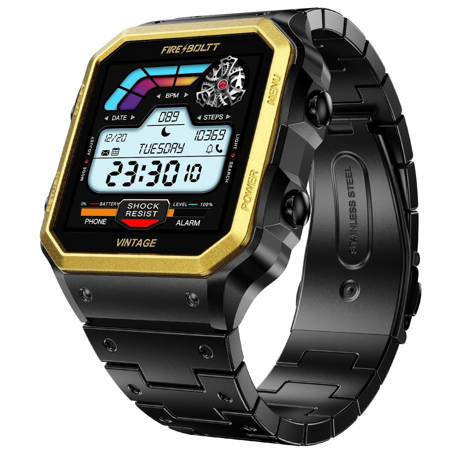 Fire-Boltt Maverick Smartwatch 51.308mm (2.02 inch) IPS Display, Luxury Stainless Steel Look, 320x385 Pixel Resolution, Bluetooth Calling, Voice Assistant - Nalanda Enterprises
