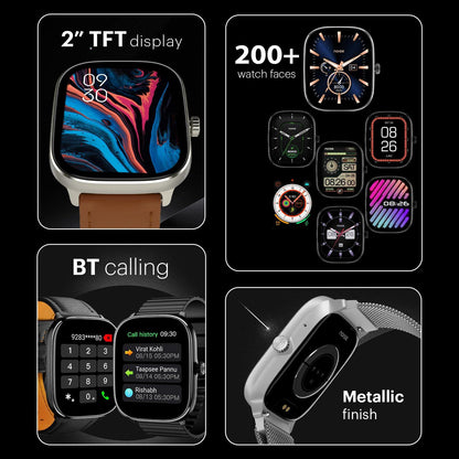 Noise New Macro Smart Watch with 2.0” HD Display,Metallic Finish BT Calling, Functional Crown, 7 Days Battery Life, Sleep Tracking, 200+ Watch Faces (Elite Black) - Nalanda Enterprises