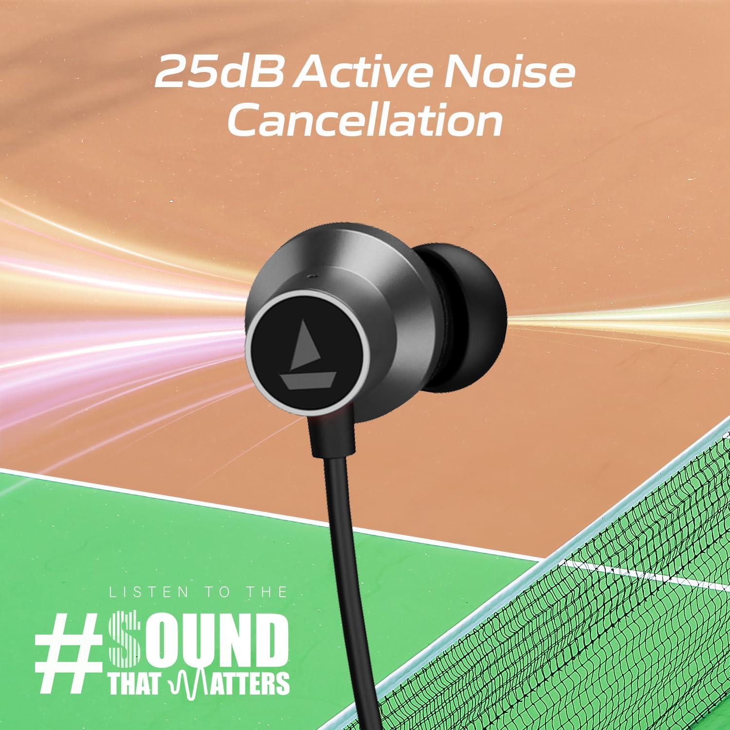 boAt Rockerz 280 ANC w/Crystal Bionic Sound Powered by Dirac Opteo, Active Noise Cancellation, 13mm Drivers, ASAP Charge, 24H Playback & ENx Tech in- Ear Bluetooth Neckband(Gunmetal Black) - Nalanda Enterprises