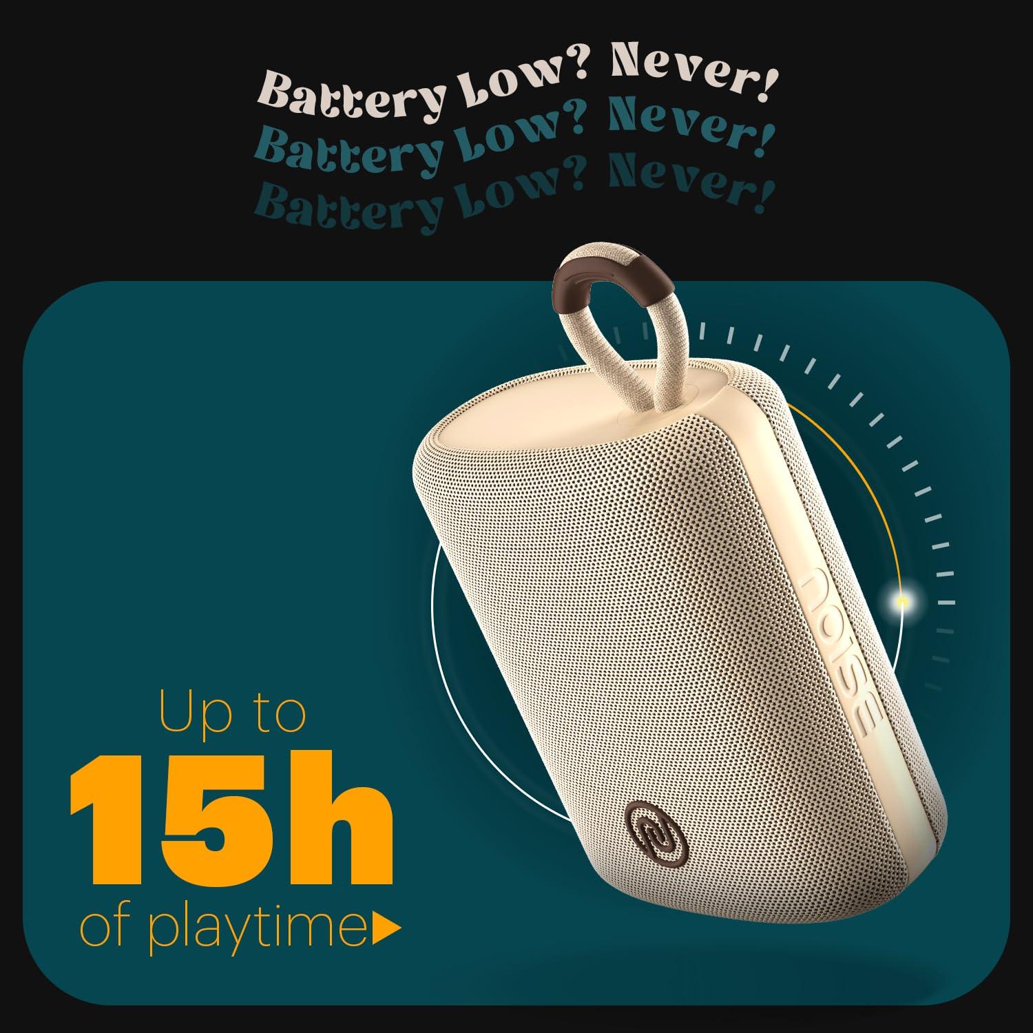 Noise Vibe 2 5W Portable Wireless Bluetooth Speaker with Built-in Mic,15H Playtime,TWS Pairing Support,52mm Driver,BT v5.3 (Safari Beige) - Nalanda Enterprises