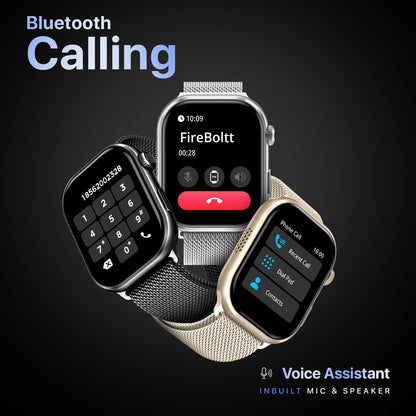 Fire-Boltt Brillia Smart Watch with 51.3mm (2.02 inch) AMOLED Display, Bluetooth Calling, SpO2, Heart Rate Monitoring, 120+ Sports Modes (Brillia, Black)