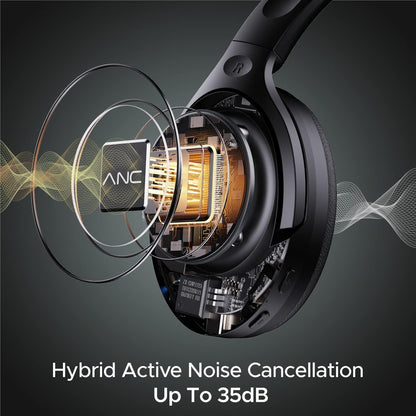 boAt Rockerz 551ANC Hybrid Active Noise Cancellation Headphones with Up to 100H Playtime, ASAP™ Charge, Ambient Sound Mode &Dual EQ Modes, ENx™ Technology(Stellar Black) - Nalanda Enterprises
