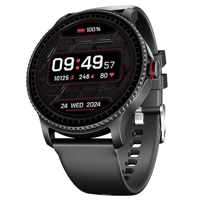 boAt Lunar Discovery w/ 1.39" (3.5 cm) HD Display, Turn-by-Turn Navigation, DIY Watch Face Studio, Bluetooth Calling, Emergency SOS, QR Tray, Smart Watch for Men & Women(Active Black) - Nalanda Enterprises