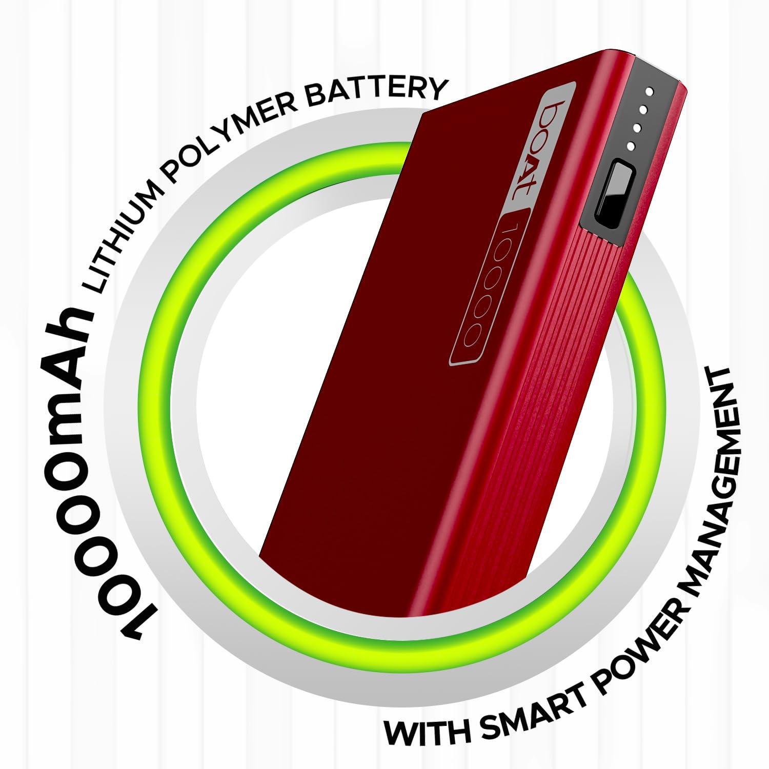 boAt EnergyShroom PB300 Air 10000 mAh 22.5W Pocket Size Power Bank with Compact and Lightweight Design, LED Battery Display, 12 Layer Smart IC Protection & Smart Power Management(Carbon Black) - Nalanda Enterprises